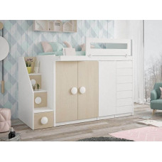 Невысокая кровать чердак с вместительным шкафом  ДКЧ 81