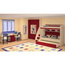 Детская кровать для троих детей выкатная ВКТ 10