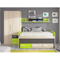 Выдвижная кровать для двоих детей с выдвижными ящиками ВКД 271