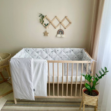 Комплект постельного белья Baby Dream Кошки в облаках серые