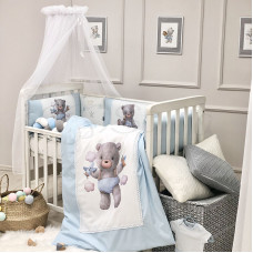 Комплект постельного белья Kids toys Мишка голубой