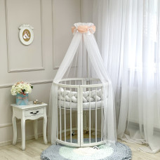 Балдахин Akvarel белый с персиковым шарфом.