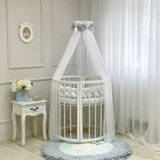 Балдахин Akvarel белый с серым шарфом.