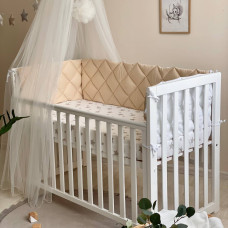 Стеганый бортик бежевый/белый (стандарт)