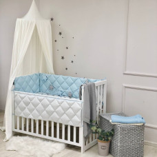 Стеганый бортик голубой/белый (стандарт)