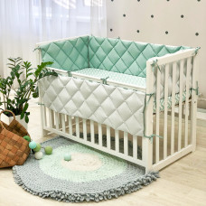 Стьобаний бортик м'ята темна/білий (стандарт)