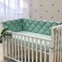 Стеганый бортик мята темная/белый (стандарт)