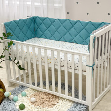 Стеганый бортик аквамарин/серый (стандарт)