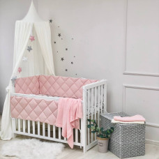 Стеганый бортик пудра/белый (стандарт)