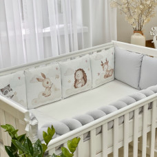 Бортики Арт Дизайн Friends сірий+ простирадло(стандарт/овал)