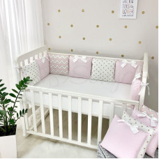 Бортики Shine розовый зигзаг + простыня стандарт/овал