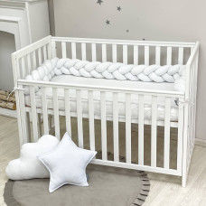 Бортик Коса белый/белый/белый (2,2 м, круг или 3 стороны кровати)