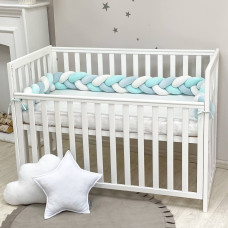Бортик Коса белый/мята светлая/яркая мята ("лагуна") (2,2 м, круг или 3 стороны кровати)