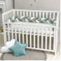 Бортик Коса белый/бежевый/мята темная (ку-ку) (2,2 м, круг или 3 стороны кровати)