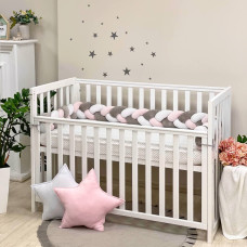 Бортик Коса белый/серый/розовый (Kids Toys) (2,2 м, круг или 3 стороны кровати)