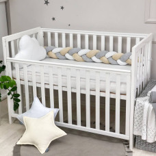 Бортик Коса белый/бежевый/серый (oh baby) (2,2 м, круг или 3 стороны кровати)