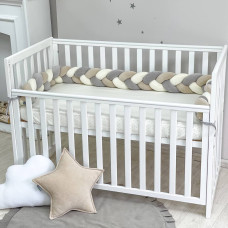 Бортик Коса бежевый/молочный/серый (artD Majestic/печень) (2,2 м, круг или 3 стороны кровати)