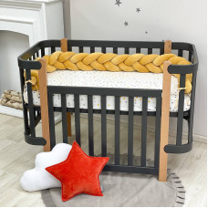 Бортик Коса темная горчица (т.горчица/т.горчица/т.горчица) (2,2 м, круг или 3 стороны кровати)