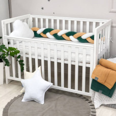 Бортик Коса белый/малахит/горчица (Львенок) (2,2 м, круг или 3 стороны кровати)