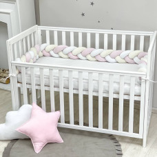 Бортик Коса белый/молочный/розовый (artD Геометрия розовая) (2,2 м, круг или 3 стороны кровати)