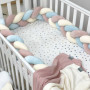 Бортик Коса молочный/пудрая/мята (2,2 м, круг или 3 стороны кровати)