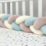 Бортик Коса молочный/пудрая/мята (2,2 м, круг или 3 стороны кровати)