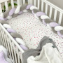 Бортик Коса белый/серый/лила (2,2 м, круг или 3 стороны кровати)