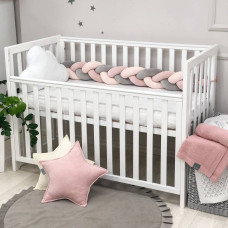 Бортик Коса серый/пудрая/персик ( mouse ) (2,2 м, круг или 3 стороны кровати)