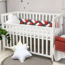 Бортик Коса белый/графит/терракот (Морковка) (2,2 м, круг или 3 стороны кровати)