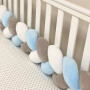 Бортик Коса белый/серый/ярко-голубой (Kids toys) (2,2 м, круг или 3 стороны кровати)