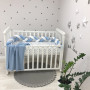 Бортик Коса белый/серый меланж/ярко-голубой (Машинки. Голубая геометрия) (2,2 м, круг или 3 стороны кровати)