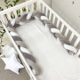Бортик Коса белый/серый/графит ("Какао") (2,2 м, круг или 3 стороны кровати)