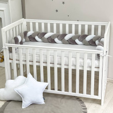 Бортик Коса белый/серый/графит ("Какао") (2,2 м, круг или 3 стороны кровати)