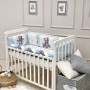 Бортики Kids toys Мишка голубой + простыня стандарт