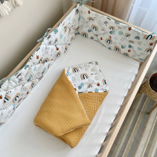 Плед- конверт с одеялом Baby Dream Радуги горчичный 80х100 см