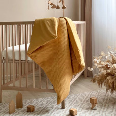 Плед-конверт с одеялом вафля+жатка горчица 80х100 см