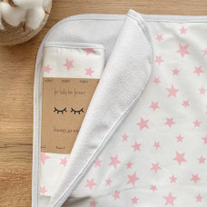 Пеленка непромокаемая Звезда россыпь пудра на белом 50х80