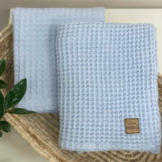 Плед вафля "Греческая" голубой 80х100