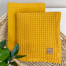 Плед вафля "Греческая" горчица 80х100