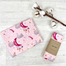 Пеленка фланель Луна на розовом 78х100