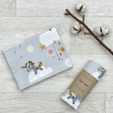 Пеленка фланель Единорог на сером 78х100