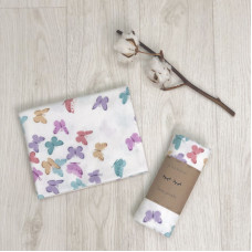 Пеленка фланель Бабочки розово-мятные 78х100