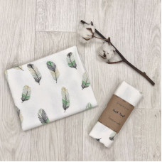 Пеленка фланель Перо мята 78х100