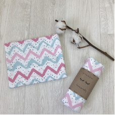 Пеленка фланель Зигзаг розово-мятный 78х100