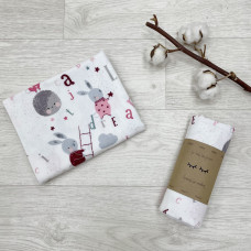 Пеленка фланель Зайцы на стремянке розовый 78х100