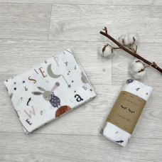 Пеленка фланель Зайцы на стремянке бежевый 78х100