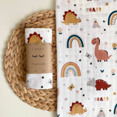 Пеленка муслин Радуги Дино терракот 78х100