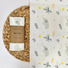 Пеленка муслин Слоники и самолетики 78х100