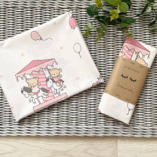 Пеленка бязь Зверушки на карусели розовый 78х100