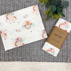 Пеленка бязь Единорог веселый пудра 78х100